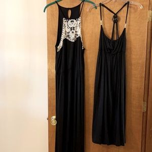 2 black maxi dresses.